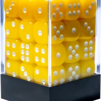 Kit 36 Dados D6 12mm Opaco Amarelo c/ Pontos Brancos - Central