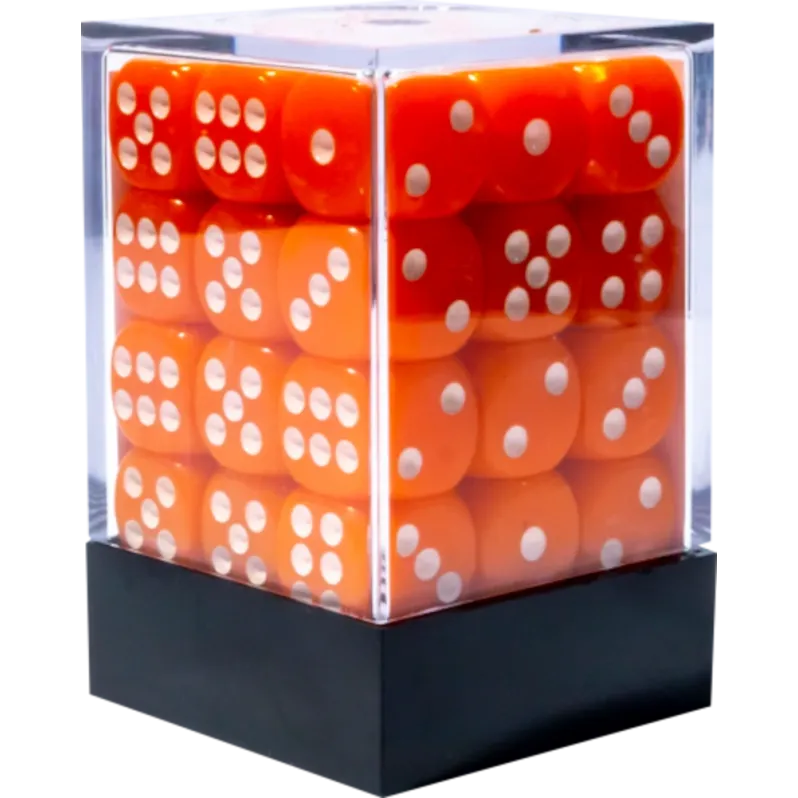 Kit 36 Dados D6 12mm Opaco Laranja c/ Pontos Brancos - Central