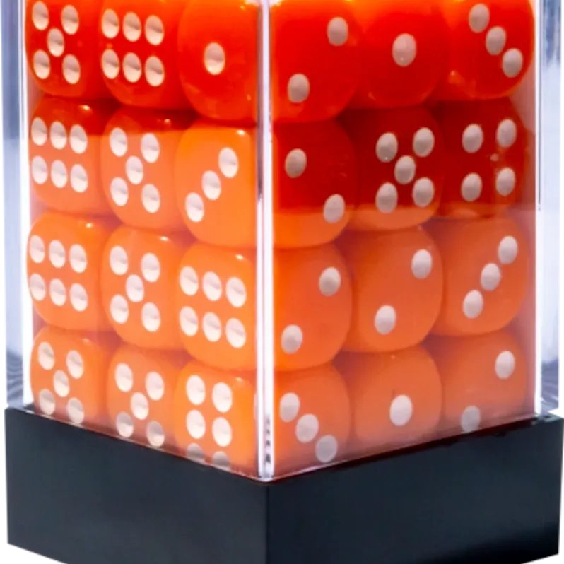 Kit 36 Dados D6 12mm Opaco Laranja c/ Pontos Brancos - Central
