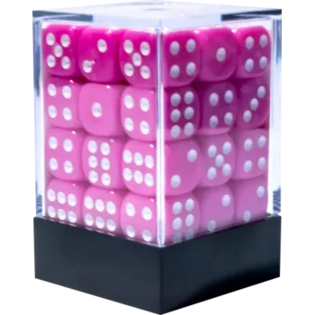Kit 36 Dados D6 12mm Opaco Rosa c/ Pontos Brancos - Central
