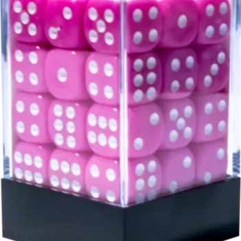 Kit 36 Dados D6 12mm Opaco Rosa c/ Pontos Brancos - Central