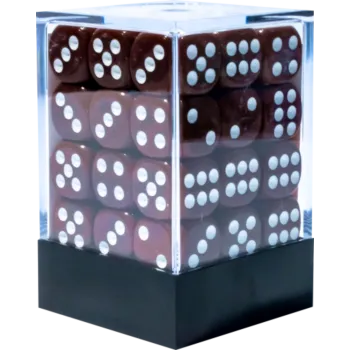 Kit 36 Dados D6 12mm Opaco Marrom c/ Pontos Brancos - Central