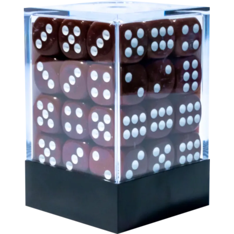 Kit 36 Dados D6 12mm Opaco Marrom c/ Pontos Brancos - Central