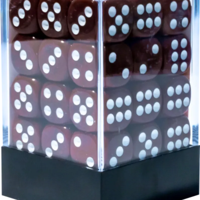 Kit 36 Dados D6 12mm Opaco Marrom c/ Pontos Brancos - Central