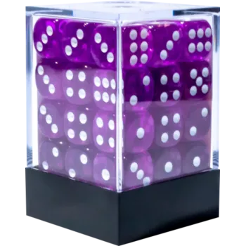 Kit 36 Dados D6 12mm Translúcido Violeta c/ Pontos Brancos - Central