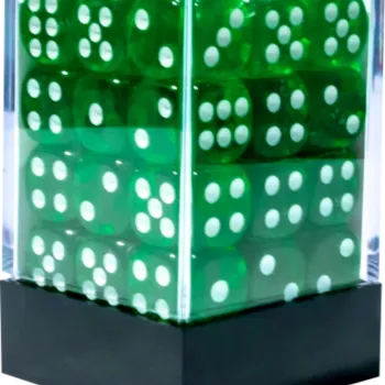 Kit 36 Dados D6 12mm Translúcido Verde Escuro c/ Pontos Brancos - Central Kit 36 Dados D6 12mm Translúcido Verde Escuro c/ Pontos Brancos - Central