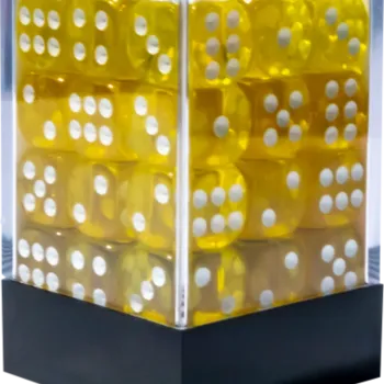 Kit 36 Dados D6 12mm Translúcido Amarelo c/ Pontos Brancos - Central