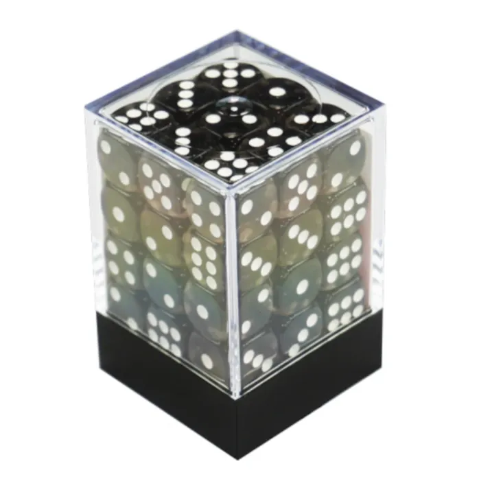 Kit 36 Dados D6 12mm Translúcido Preto c/ Pontos Brancos - Central Kit 36 Dados D6 12mm Translúcido Preto c/ Pontos Brancos - Central