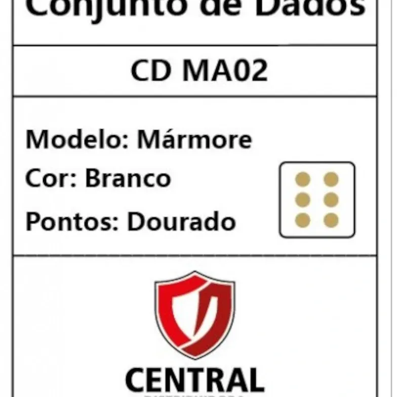 Kit 36 Dados D6 12mm Marmorizado Branco c/ Pontos Dourados - Central