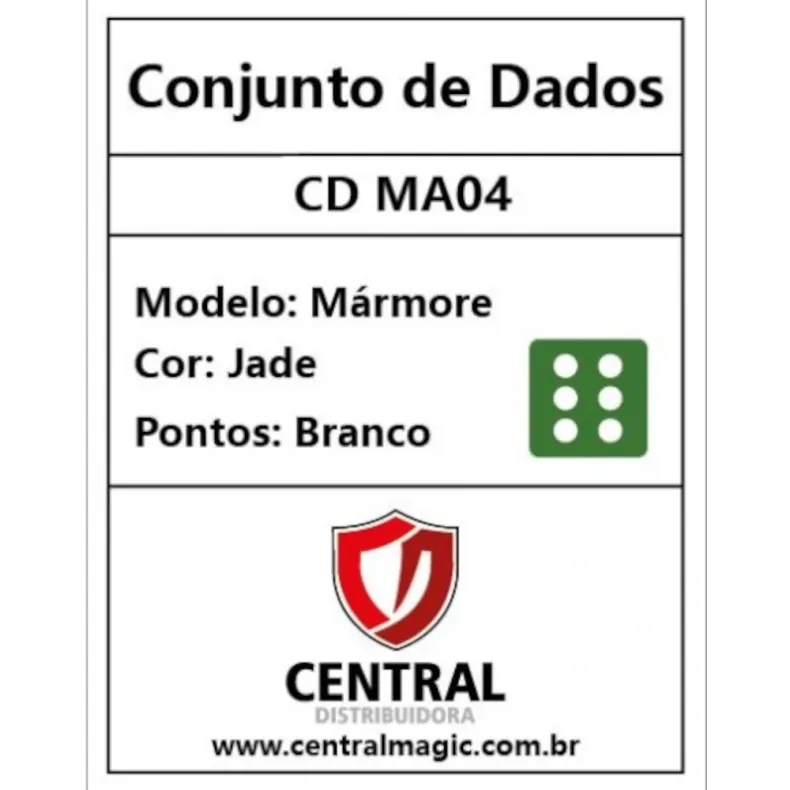 Kit 36 Dados D6 12mm Marmorizado Jade c/ Pontos Brancos - Central