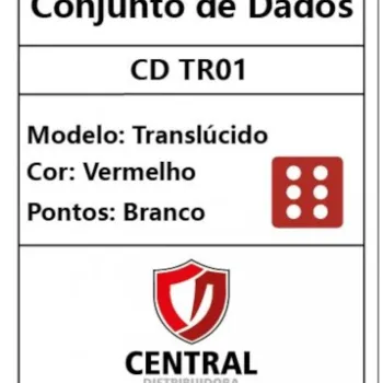 Kit 36 Dados D6 12mm Translúcido Vermelho c/ Pontos Brancos - Central