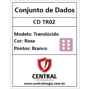 Kit 36 Dados D6 12mm Translúcido Rosa c/ Pontos Brancos - Central