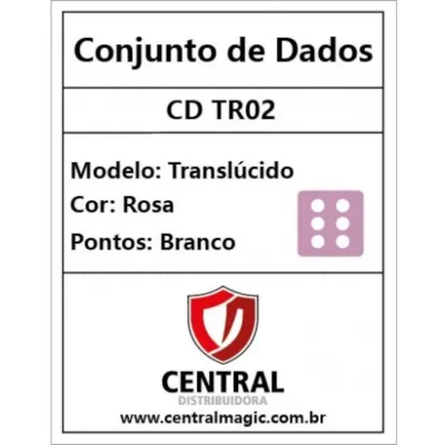 Kit 36 Dados D6 12mm Translúcido Rosa c/ Pontos Brancos - Central