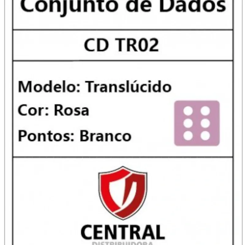 Kit 36 Dados D6 12mm Translúcido Rosa c/ Pontos Brancos - Central Kit 36 Dados D6 12mm Translúcido Rosa c/ Pontos Brancos - Central