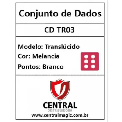 Kit 36 Dados D6 12mm Translúcido Melancia c/ Pontos Brancos - Central