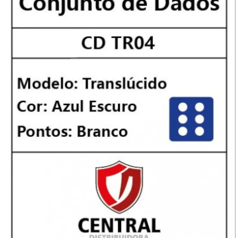 Kit 36 Dados D6 12mm Translúcido Azul Céu c/ Pontos Brancos - Central