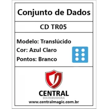 Kit 36 Dados D6 12mm Translúcido Azul Claro c/ Pontos Brancos - Central