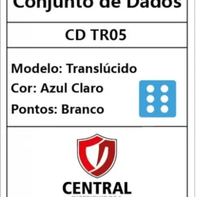 Kit 36 Dados D6 12mm Translúcido Azul Claro c/ Pontos Brancos - Central Kit 36 Dados D6 12mm Translúcido Azul Claro c/ Pontos Brancos - Central