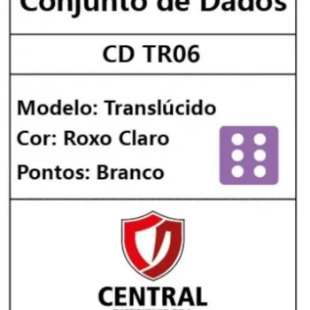 Kit 36 Dados D6 12mm Translúcido Roxo Claro c/ Pontos Brancos - Central