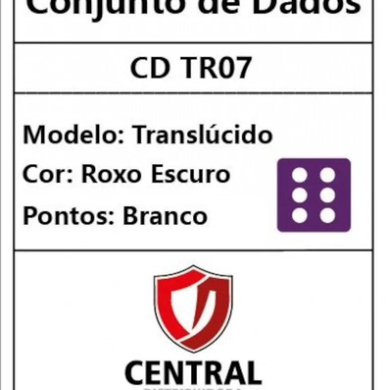 Kit 36 Dados D6 12mm Translúcido Roxo Escuro c/ Pontos Brancos - Central Kit 36 Dados D6 12mm Translúcido Roxo Escuro c/ Pontos Brancos - Central