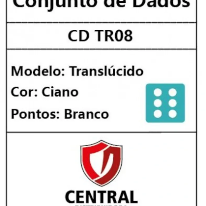 Kit 36 Dados D6 12mm Translúcido Ciano c/ Pontos Brancos - Central