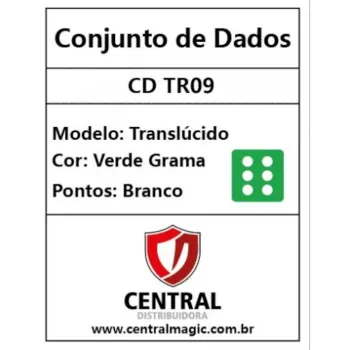 Kit 36 Dados D6 12mm Translúcido Verde Grama c/ Pontos Brancos - Central