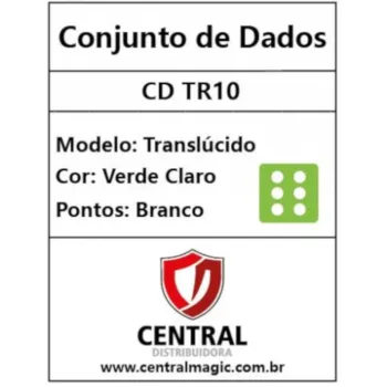 Kit 36 Dados D6 12mm Translúcido Verde Claro c/ Pontos Brancos - Central