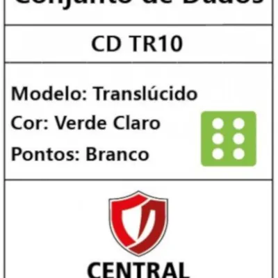 Kit 36 Dados D6 12mm Translúcido Verde Claro c/ Pontos Brancos - Central