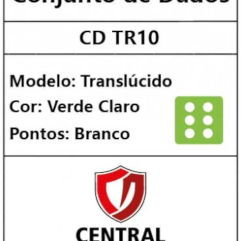 Kit 36 Dados D6 12mm Translúcido Verde Claro c/ Pontos Brancos - Central