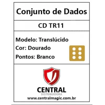 Kit 36 Dados D6 12mm Translúcido Dourado c/ Pontos Brancos - Central