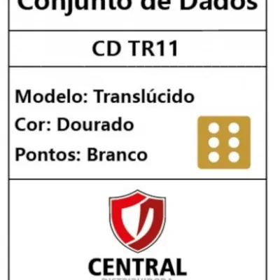 Kit 36 Dados D6 12mm Translúcido Dourado c/ Pontos Brancos - Central