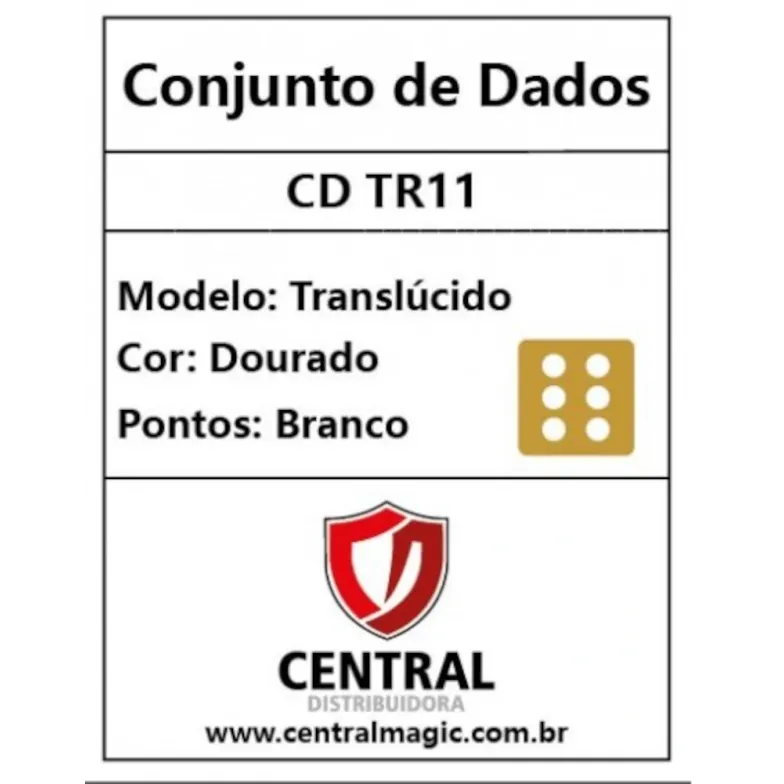 Kit 36 Dados D6 12mm Translúcido Dourado c/ Pontos Brancos - Central