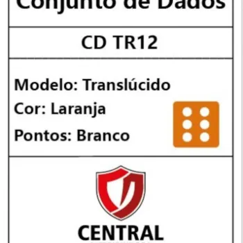 Kit 36 Dados D6 12mm Translúcido Laranja c/ Pontos Brancos - Central