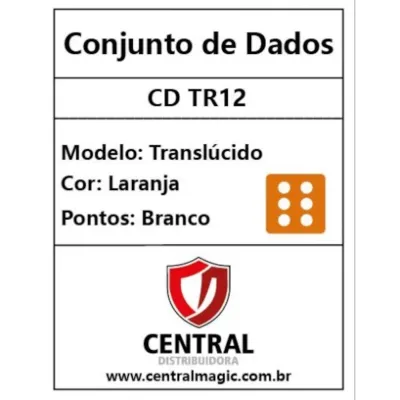 Kit 36 Dados D6 12mm Translúcido Laranja c/ Pontos Brancos - Central