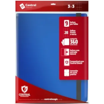 Portfólio 18 bolsos 20 folhas Azul Central Álbum - Central Distribuidora