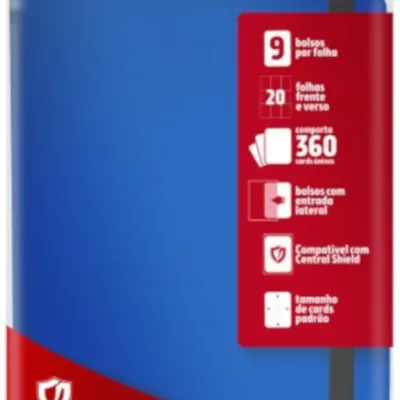 Portfólio 18 bolsos 20 folhas Azul Central Álbum - Central Distribuidora
