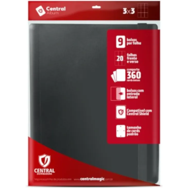 Portfólio 18 bolsos 20 folhas Azul Central Álbum - Central Distribuidora