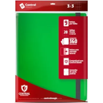 Portfólio 18 bolsos 20 folhas Verde Central Álbum - Central Distribuidora
