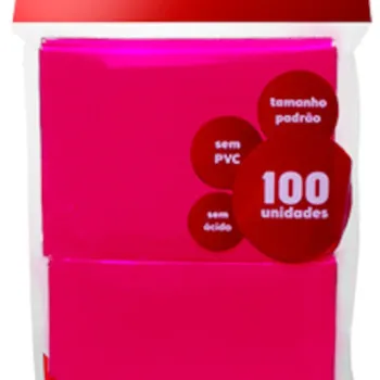 Protetor de Cartas 66mm x 91mm (Padrão) Rosa Choque c/ 100 - Central