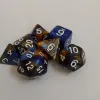 Kit 7 Dados Marmorizados Azul/Marrom c/ Números Brancos