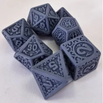 Kit 7 Dados Lace Azul c/ Números Azuis