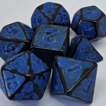Kit 7 Dados Spot Azul c/ Números Azuis
