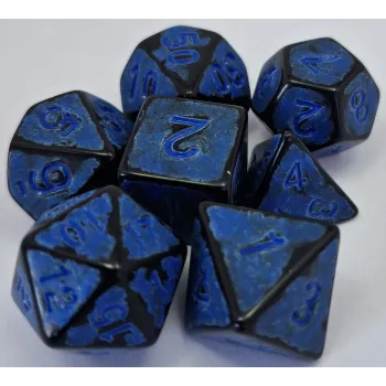 Kit 7 Dados Spot Azul c/ Números Azuis