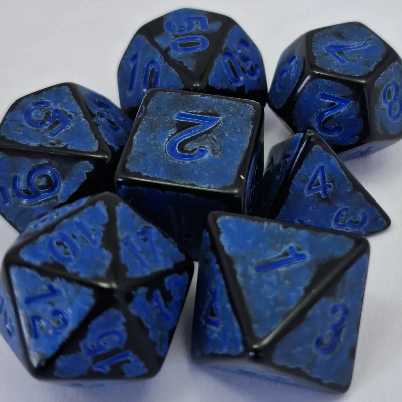 Kit 7 Dados Spot Azul c/ Números Azuis Kit 7 Dados Spot Azul c/ Números Azuis