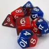 Kit 7 Dados Opaco Duo Azul/Vermelho c/ Números Brancos