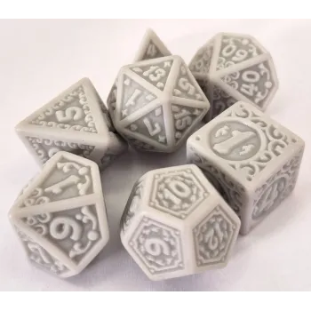 Kit 7 Dados Lace Cinza c/ Números Cinzas