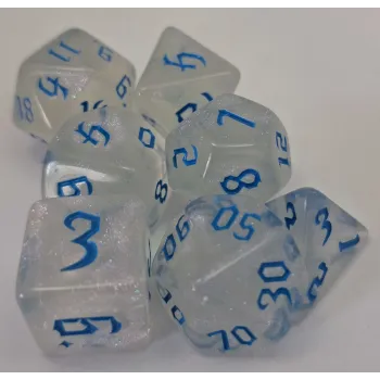 Kit 7 Dados White Azul c/ Números Azuis