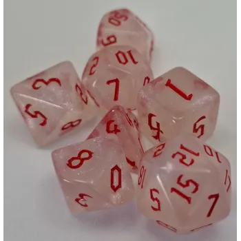 Kit 7 Dados White Vermelho c/ Números Vermelhos