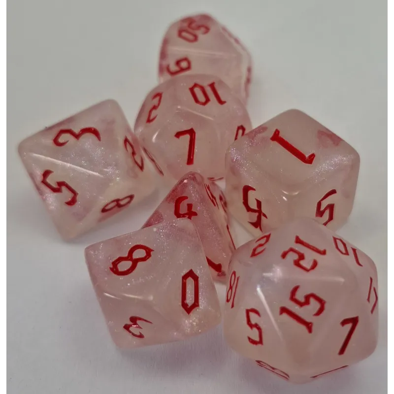 Kit 7 Dados White Vermelho c/ Números Vermelhos Kit 7 Dados White Vermelho c/ Números Vermelhos