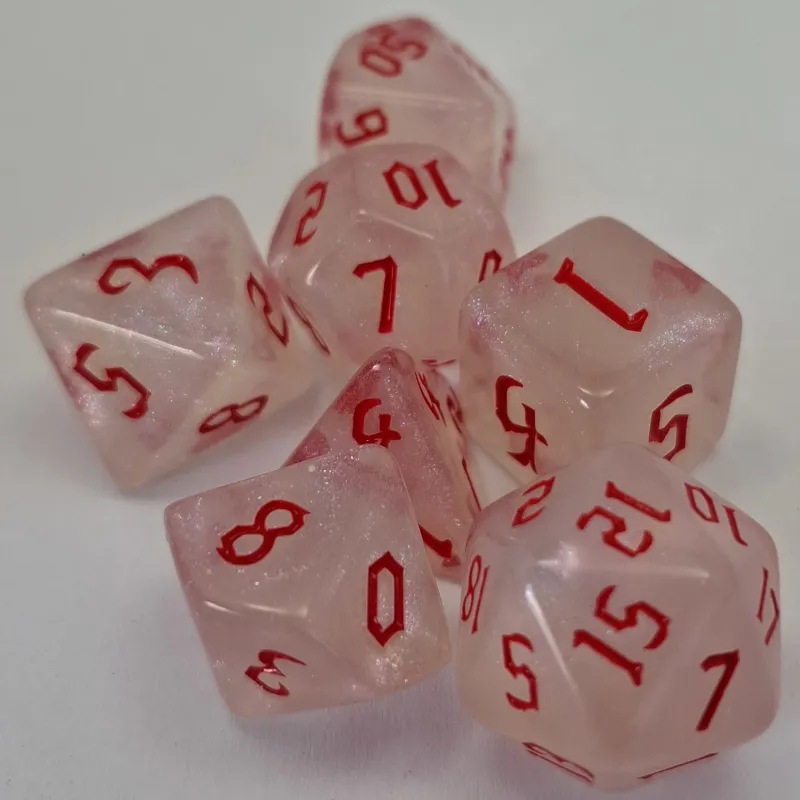 Kit 7 Dados White Vermelho c/ Números Vermelhos Kit 7 Dados White Vermelho c/ Números Vermelhos